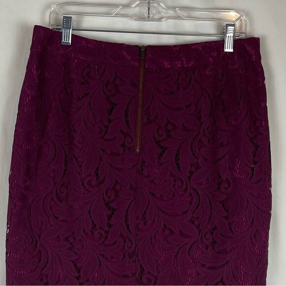 CAbi Sheer Burgundy Lace BalletCore Party Event Pencil Skirt NWOT Size 10 - Picture 5 of 12